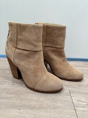 rag & bone Beige Canvas Fold-Over Ankle Booties